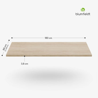 Blumfeldt Bearsdon Houten tafelblad - multiplex blad, 180 x 90 cm, hitte- & krasbestendig, ideaal voor eetkamer - taupe houtfinish, minimalistische stijl