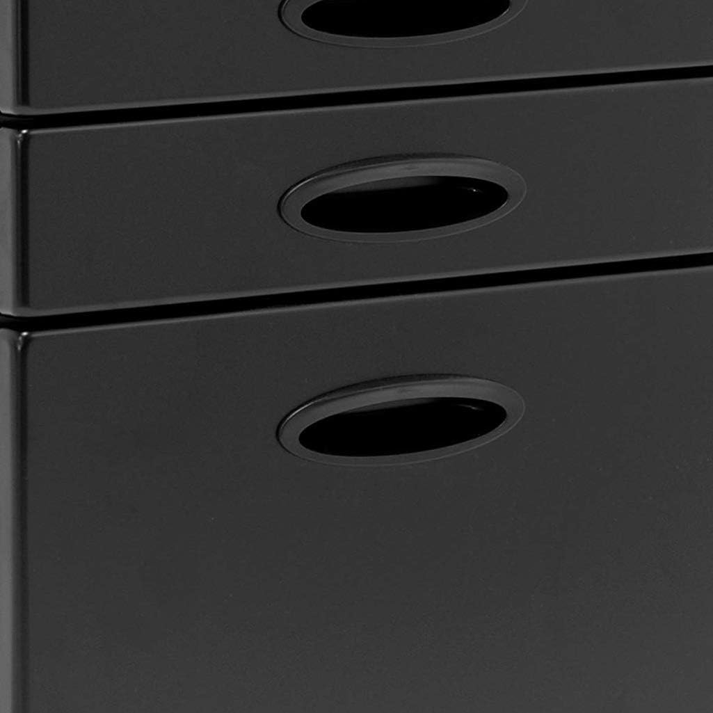Calico Designs metalen volledige uitbreiding, vergrendeling, 3-lade mobiele archiefkast gemonteerd (behalve wielen) voor juridische of briefbestanden met toevoerorganisatorlade in zwart