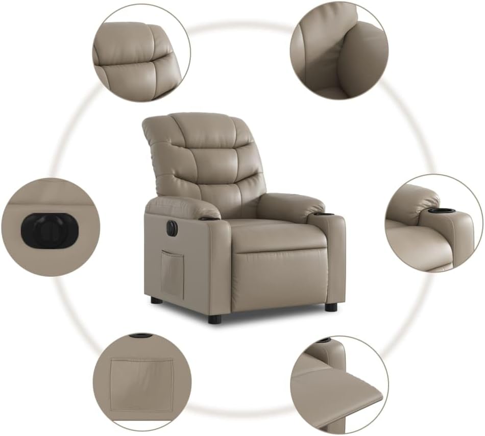 Relaxstoel – Elektrische Relaxfauteuil – Tv-Stoel – Ligstoel – Elektrische Fauteuil – Kunstleer – 135 Graden Kantelfunctie – Stevig Hout- en Metalen Frame