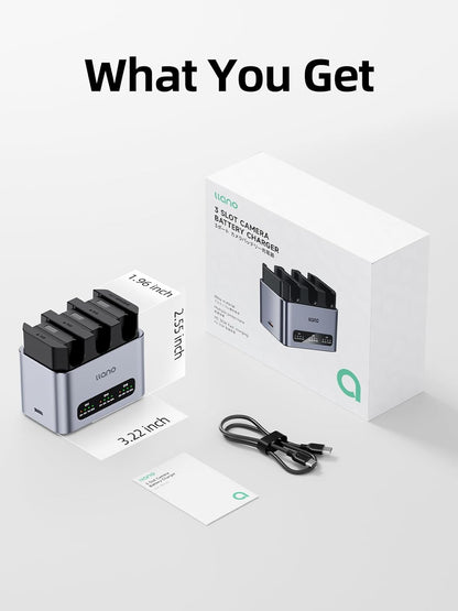 LP-E17 Batterijen – Camera Accu – Digitale Batterij – Reserve Accu – Canon Batterijen – 3-Pack Met 30W USB-C Snellader – CNC-Aluminium Behuizing – LED Laadindicator