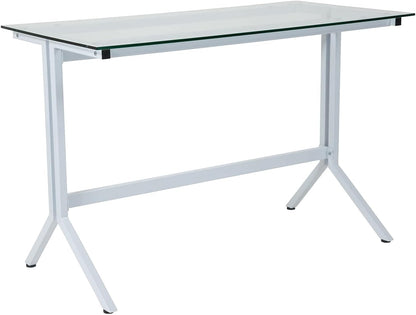 Flash Furniture Highland Collection Glass Computer Desk with Black Metal Frame modern Eén maat transparant/wit.