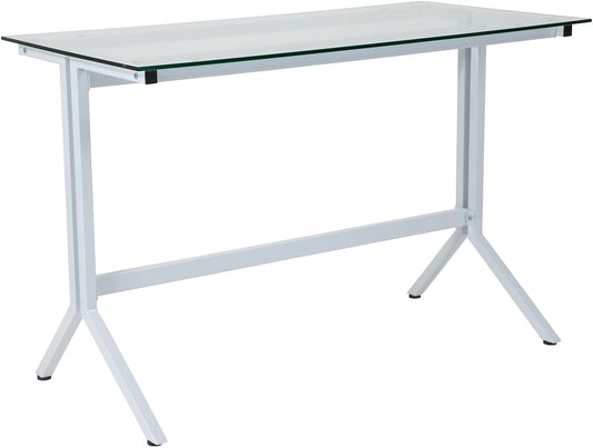 Flash Furniture Highland Collection Glass Computer Desk with Black Metal Frame modern Eén maat transparant/wit.