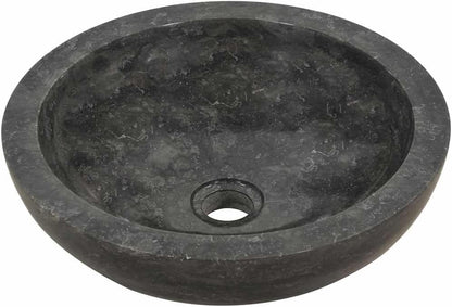 Wastafel – Wasbak – Fontein – Opzetwastafel – Zwarte Marmeren Wastafel – Handgemaakt Marmer – Diameter 40 cm – Hoogte 12 cm