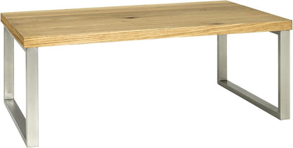 HAKU Salontafel roestvrijstaal look, eiken, Echt houtfineer, MDF, metaal, honingraatpaneel - Maat: B 100 cm x H 38 cm x D 60 cm, Stijl: Modern