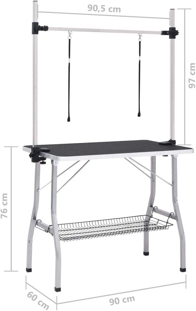 Bussandri Exclusive - Dog grooming table adjustable with 2 loops and storage shelf