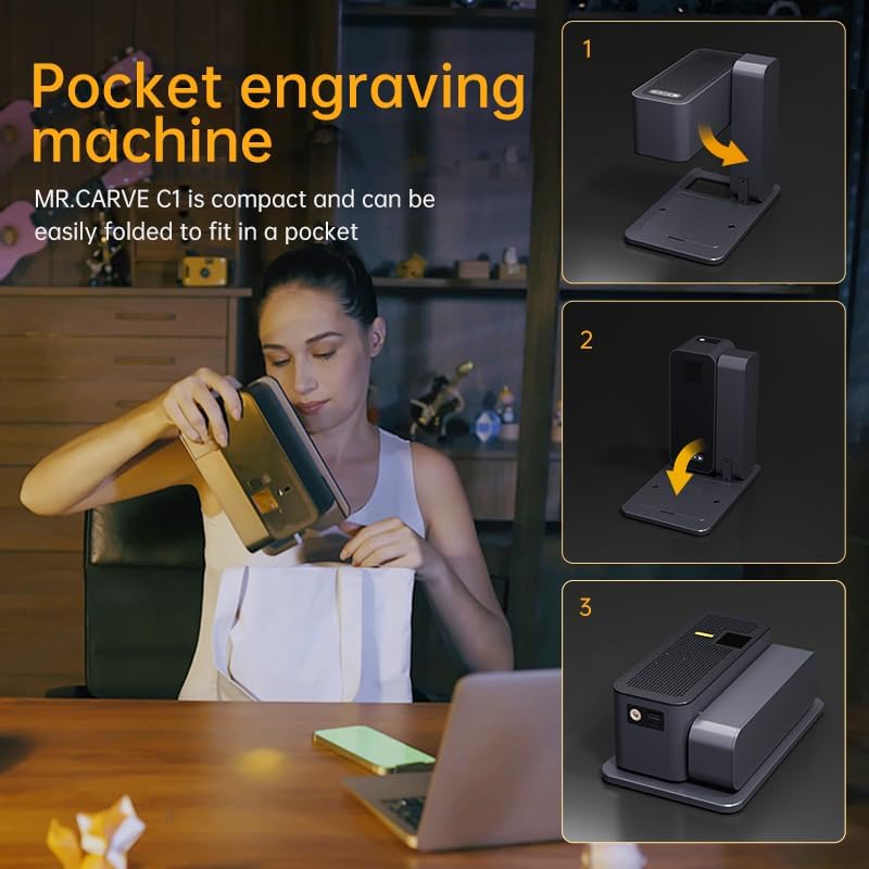 Draagbare lasergraveermachine – Lasergraveerder – Graveermachine – Graveerapparaat – Lasergraveertoestel – Automatische autofocus – Werkgebied 80 x 80 mm