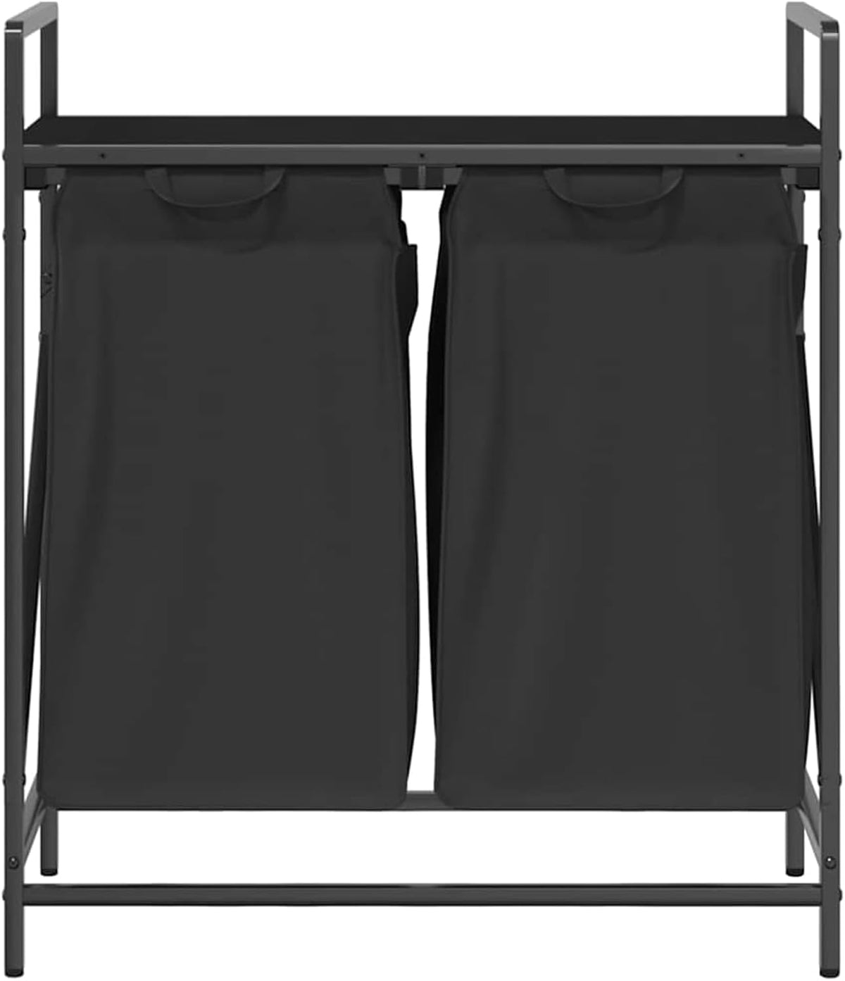 Gecheer Laundry basket 2 compartments with shelf black oak look, laundry basket laundry basket laundry basket for baby clothes bedding shoes 859065 - QUORE
