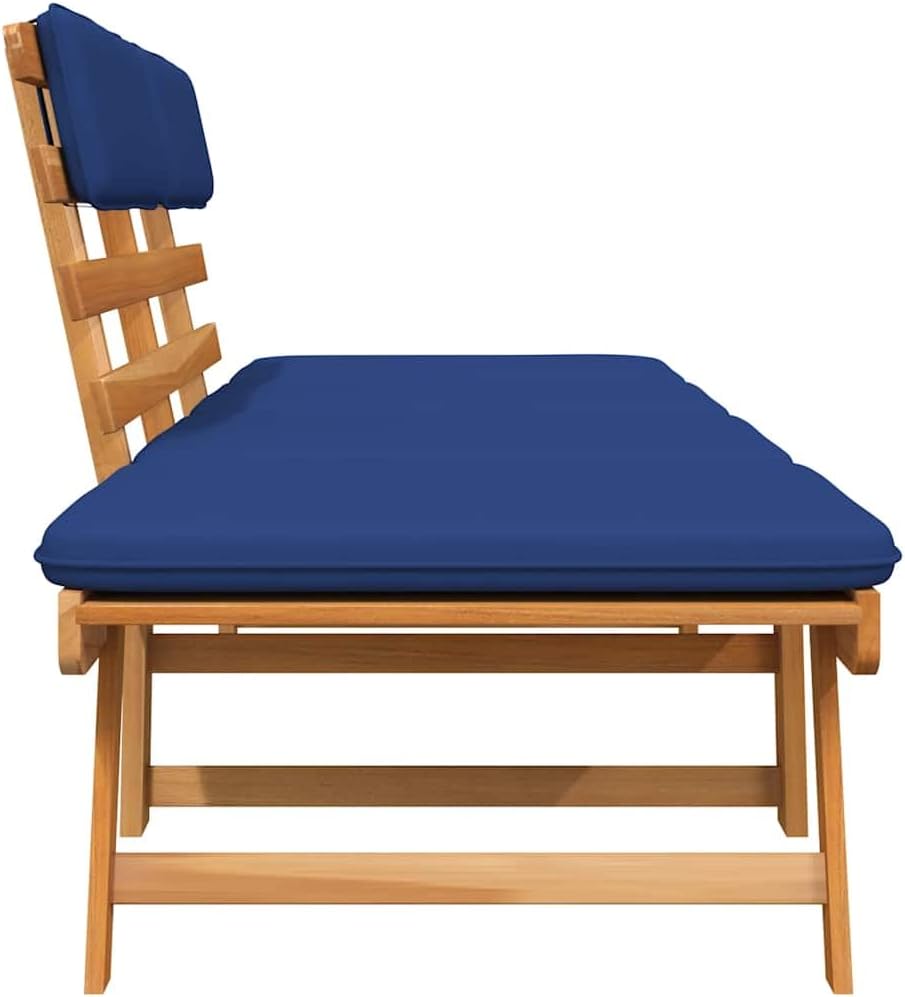 vidaXL Garden bench with cushions 2-in-1 190 cm solid acacia wood