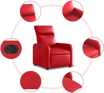 Gecheer Reclining Chair, Reclining Chair, Faux Leather, Red, 66 x 89.5 x 95.5 cm, TV Chair, Reclining Chair, Faux Leather Chair