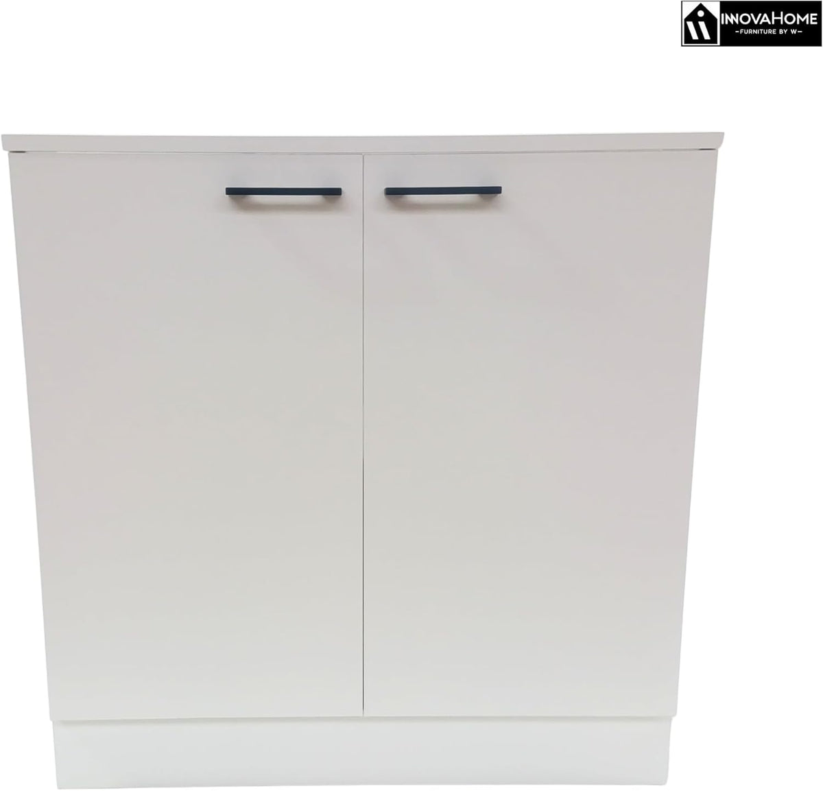 INNOVAHOME Knee Shelter Cabinet 80 cm – Low Loft Cabinet for Angled Walls with Robust Structure 18 mm (Hull & Back Wall), Metal Handles and Adjustable Legs – Polar White - QUORE