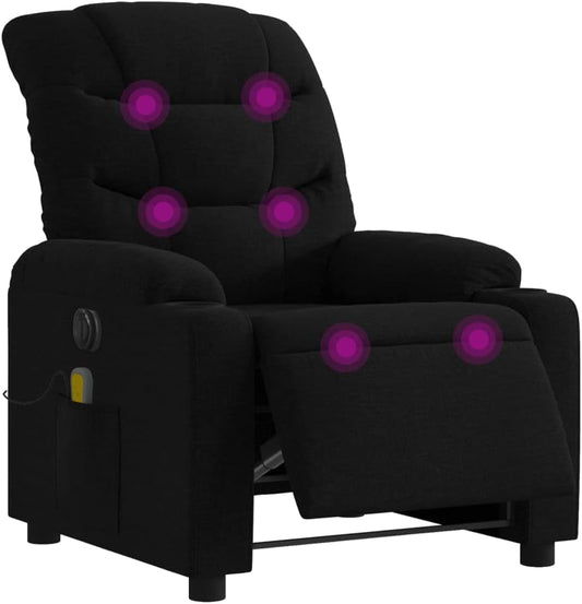 Elektrische Massagefauteuil – Relaxstoel – Massagestoel – Verstelbare Fauteuil – Lounge Stoel – 6-Punts Vibratiemassage – Stofbekleding Zwart