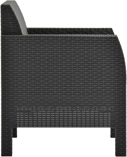 Garden Chair with Cushion PP Rattan Anthracite Outdoor Dining Chairs Outdoor Chairs Patio Patio Garden Yard - QUORE