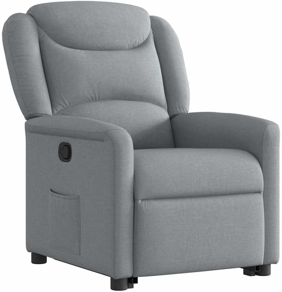 Relaxstoel Met Opstahulp – TV-Stoel – Ligstoel – Verstelbare Fauteuil – Comfortstoel – Elektrische Opstahulp – Handmatige Ligfunctie – Lichtgrijs Stof