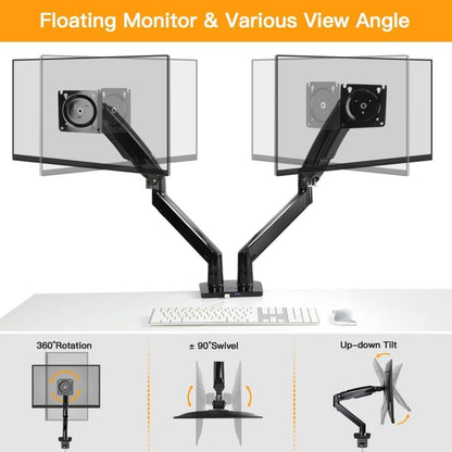 Dubbele monitorarm voor 2 schermen – Monitorhouder – Monitorsteun – Monitorbeugel – Bureausteun – Geschikt voor 13 tot 40 inch – Tot 12,1 kg per scherm, met USB-poort en VESA 75x75 / 100x100