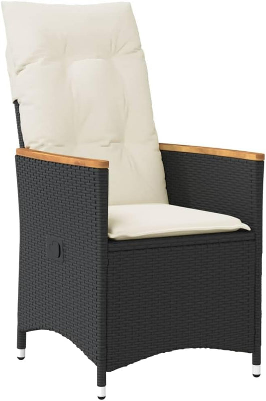 365643 Garden Armchair with Cushions, Synthetic Rattan, Black Outdoor Patio Chairs Balcony Chairs, Outdoor Garden Chairs, Patio Chair - - QUORE