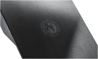 CHEF CUISINE Gietijzeren plancha, grillplaat van gietijzer met geëmailleerde antiaanbaklaag, plancha grillplaat 25 x 35 cm met optimale warmteverdeling, geïntegreerde vetbak, hoge rand, rechthoekig