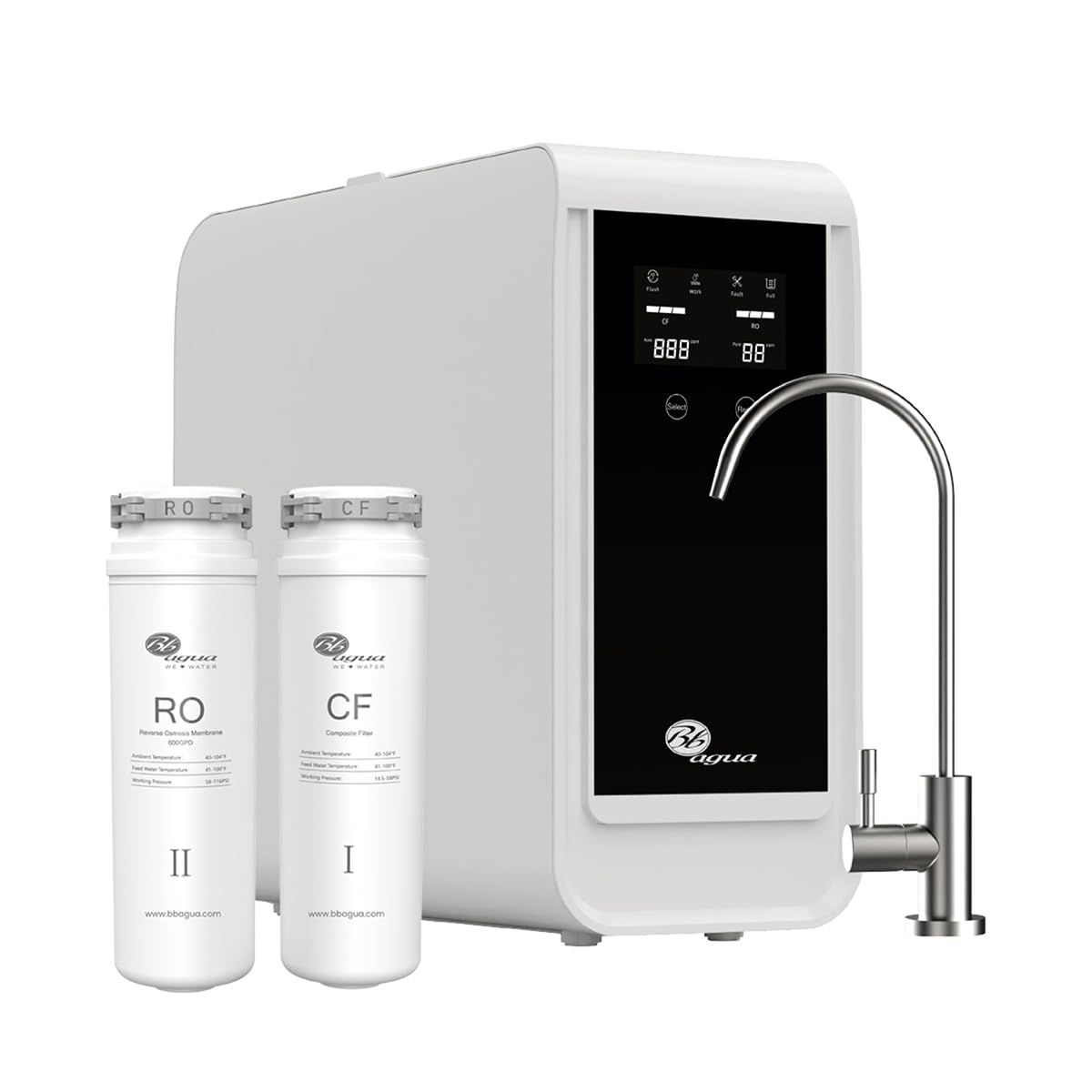 Omgekeerde Osmose Systeem – Waterfilter – Osmosefilter – Waterzuiveringssysteem – Drinkwatersysteem – Zonder Tank – 600 GPD – Digitaal TDS-Display