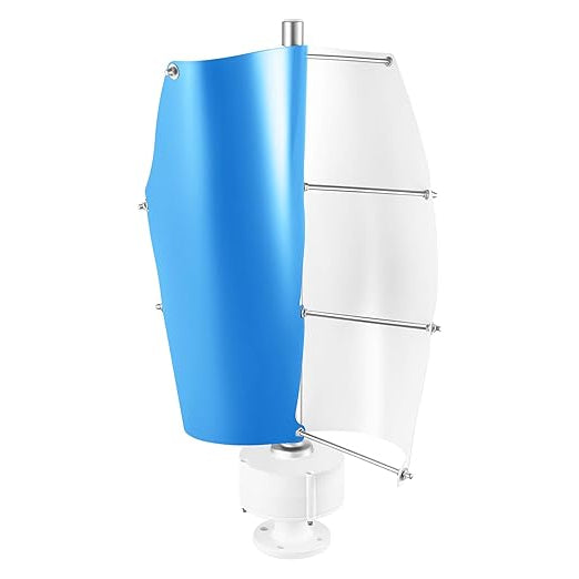 OUKANING Vertical Wind Turbine Complete Set with Control Unit Spiral Design 100W 12V 24V Wind Generator Vertical Permanent Magnet Rotor Generator (24V, White & Blue) - QUORE