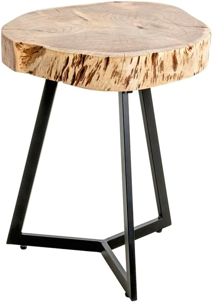 HAKU Bijzettafel acacia, zwart, Massief hout, metaal - Maat: H 50 cm x Ø 45 cm, Stijl: Stedelijk Collectief