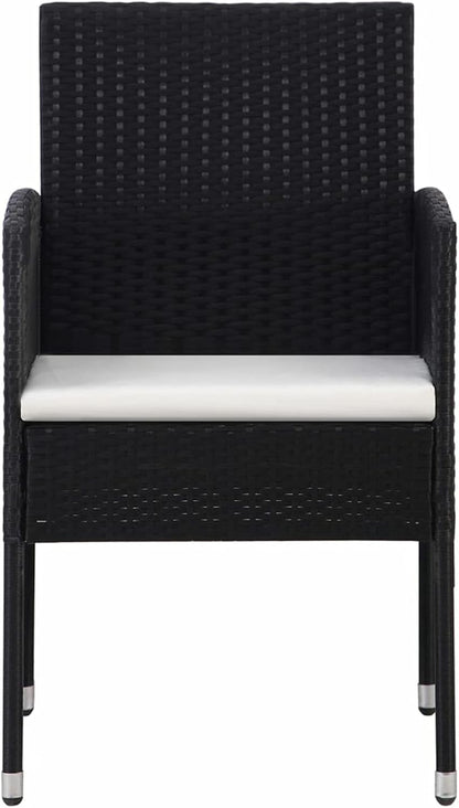 Gecheer Tuineetkamerset, 5-delig, zwart, 10# tafel voor buiten, terras, eetkamerstoelen voor buiten - QUORE