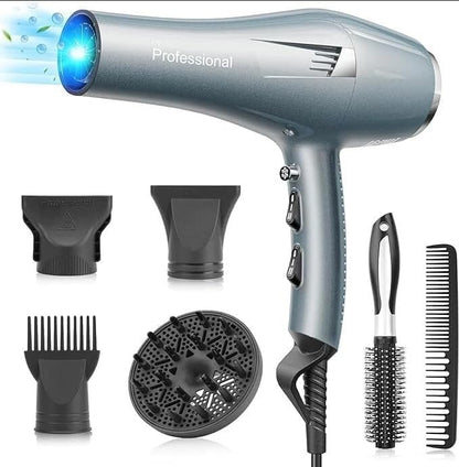 Professionele Ionische Föhn met Diffuser & Stylingkam – 2 Snelheden & 3 Warmtestanden