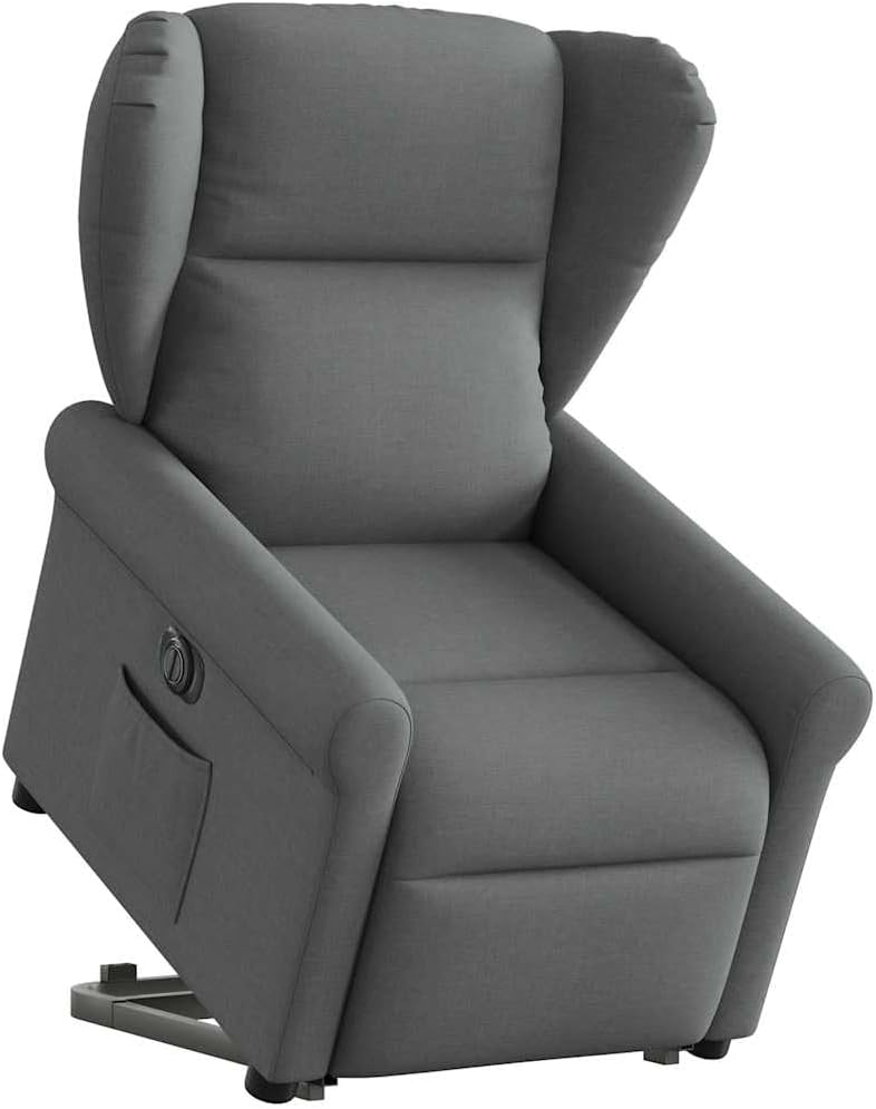 Relaxfauteuil – Elektrische Relaxstoel – Sta-op Stoel – TV Stoel – Draaifauteuil – Elektrische Verstelbare Rugleuning – Sta-op Hulp – Donkergrijze Stoffen Bekleding