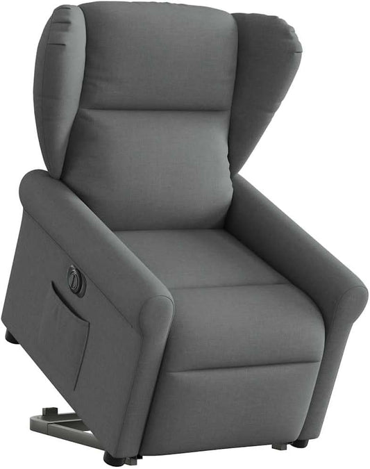 Relaxfauteuil – Elektrische Relaxstoel – Sta-op Stoel – TV Stoel – Draaifauteuil – Elektrische Verstelbare Rugleuning – Sta-op Hulp – Donkergrijze Stoffen Bekleding