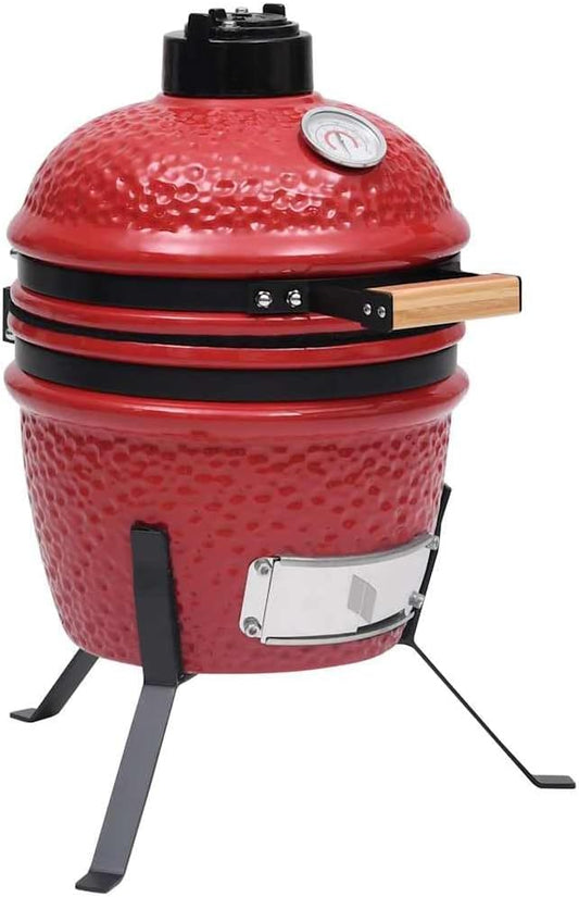 vidaXL Kamado barbecue 2-in-1 56 cm keramiek rood