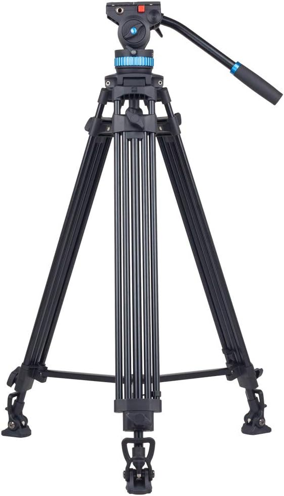 Camera Videostatief met Vloeistofkop – Driepootstatief, Tripod, Camerastatief, Camcorder Statief – Voor Camera, Camcorder En DSLR – Aluminiumlegering – 91 Tot 190 Cm Verstelbaar, Draagvermogen 10 Kg