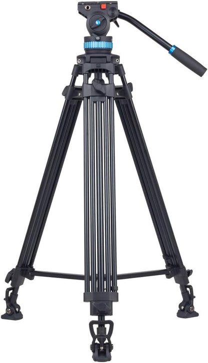 Camera Videostatief met Vloeistofkop – Driepootstatief, Tripod, Camerastatief, Camcorder Statief – Voor Camera, Camcorder En DSLR – Aluminiumlegering – 91 Tot 190 Cm Verstelbaar, Draagvermogen 10 Kg