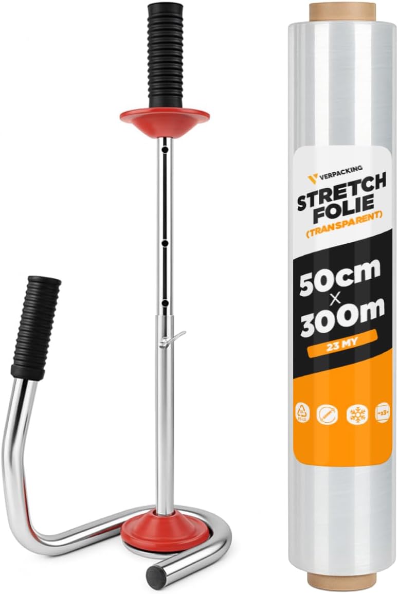 Verpacking Verhuisfolie 23 my transparant 500 mm x 300 m 6 rollen incl. handafroller stretchfolie verpakkingsfolie scheurvast