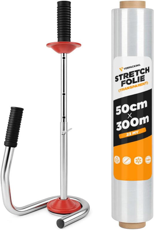 Verpacking Verhuisfolie 23 my transparant 500 mm x 300 m 6 rollen incl. handafroller stretchfolie verpakkingsfolie scheurvast