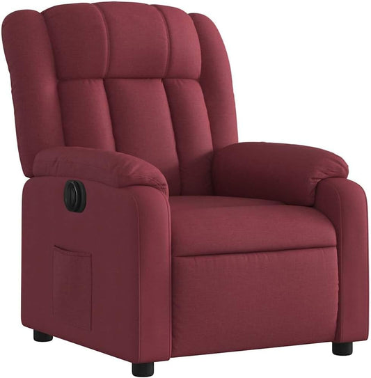 Elektrische Massagestoel, Fauteuil, Verstelbare Rugleuning, Voetsteun, Tv-Stoel, Relaxstoel met Ligfunctie, Ligstoel, Gestoffeerde Stoel, Fauteuil (lichtgrijs) (Wijn rood #26)