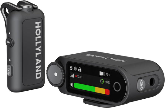 Hollyland Lark MAX 2 draadloze microfoon voor iPhone, camera en Android, AI-ruisonderdrukking, 32-bit full-chain audio, bereik 340 m, geschikt voor vloggen en streaming (1 zender + 1 camera-ontvanger)