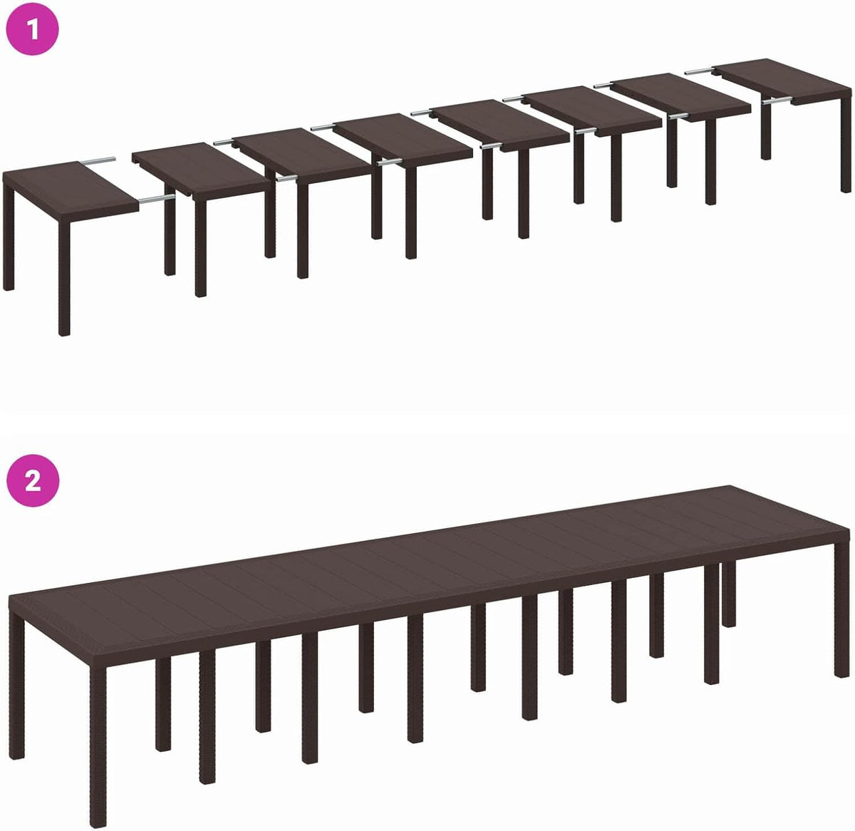 Tuinstafel – Eettafel – Buitenmeubel – Tuinmeubel – Terrastafel – Rechthoekig Design – Weerbestendig Poly Rattan – Stevig Stalen Frame – 400 x 100 cm