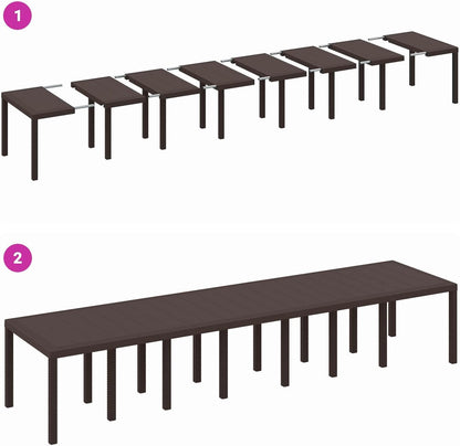 Tuinstafel – Eettafel – Buitenmeubel – Tuinmeubel – Terrastafel – Rechthoekig Design – Weerbestendig Poly Rattan – Stevig Stalen Frame – 400 x 100 cm