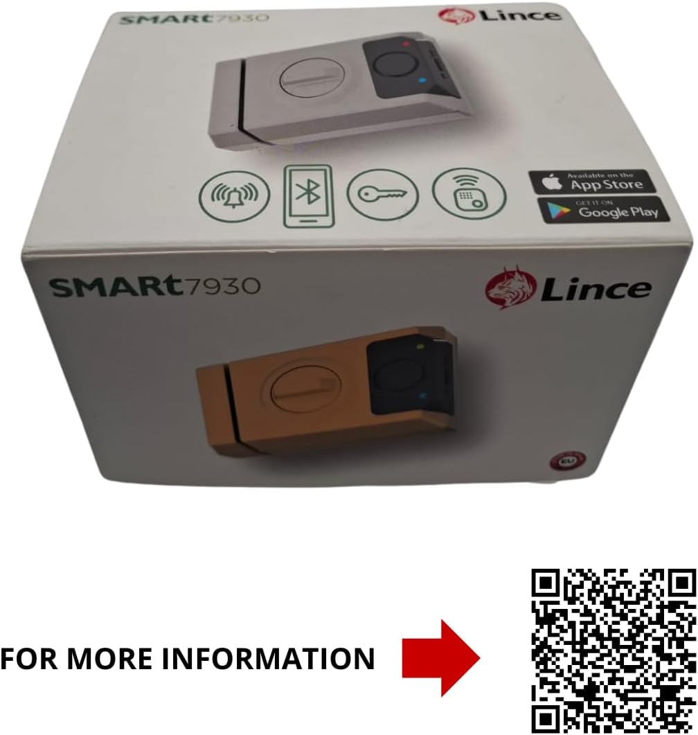 Lince SMARt7930 Slim deurslot - aangesloten nachtschoot 100 dB alarm, app-bediening, afstandsbediening en hoge beveiliging - USB-C oplaadbaar - goud