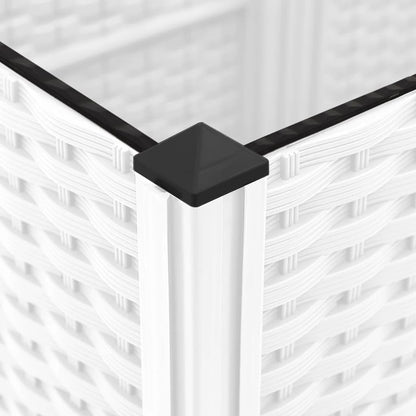 Flower Box for Garden with Integrated Trellis, White, 120 x 40 x 121.5 cm, Polypropylene PP for Climbing Plants, Practical Container for Patio and Patio, Robust Holder - QUORE