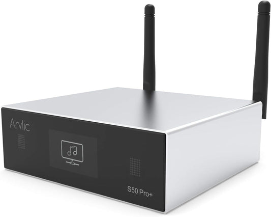 Arylic Up2stream S50 Pro+, Ontvanger Audio WiFi en Bluetooth, Voorversterker aptX HD met ESS Sabre Dac AKM ADC Multiroom/multizone, Draadloze stereo-installatie met AirPlay, Spotify, Internet Radio