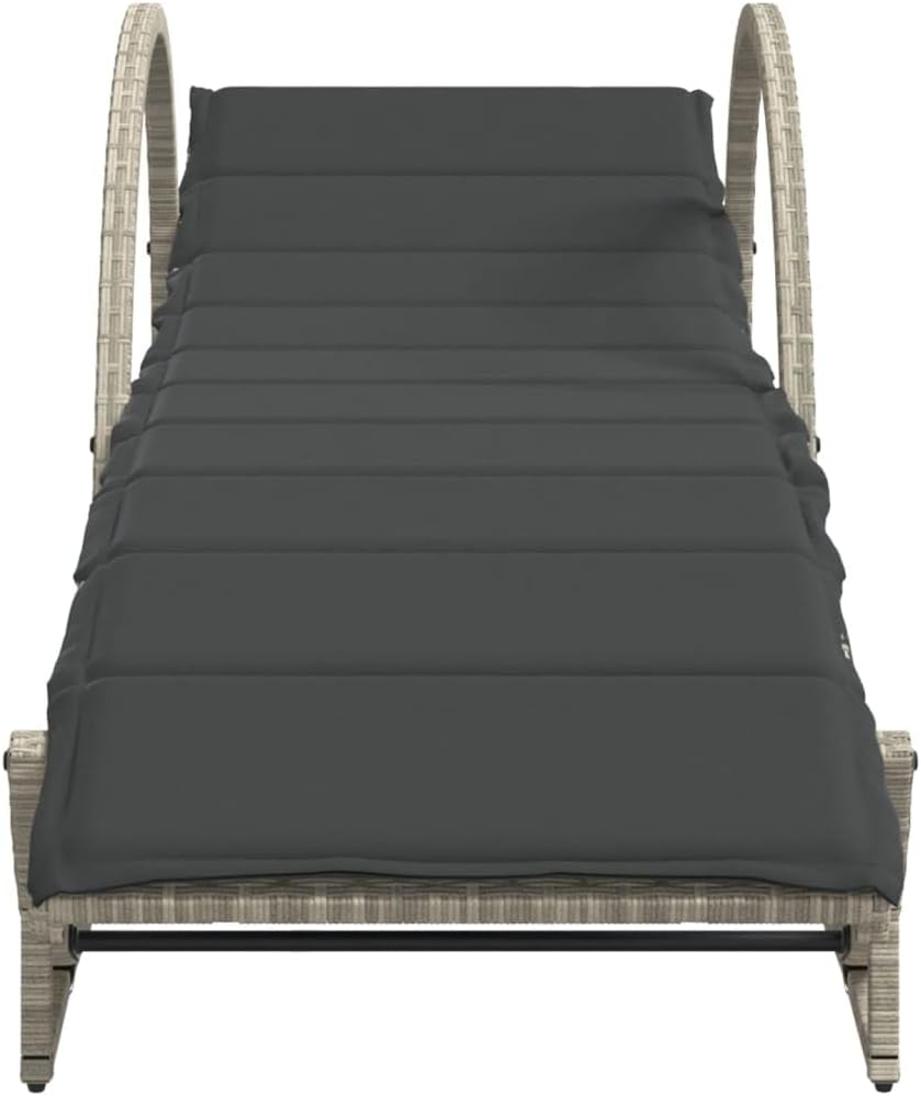 Sun Loungers 2 Pieces with Table Light Grey Poly Rattan Sun Lounger Garden Lounger Outdoor Sun Lounger Outdoor Sun Lounger Sun Lounger Garden - QUORE