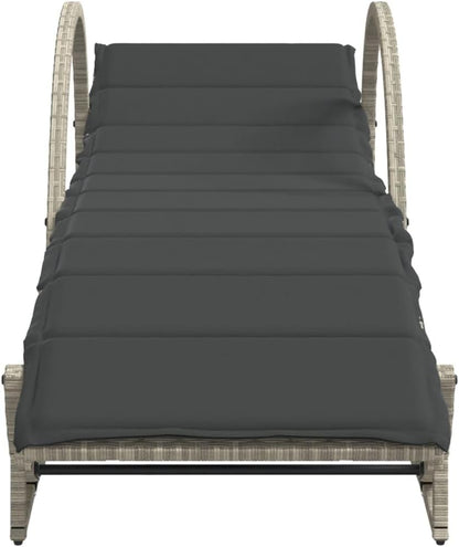 Sun Loungers 2 Pieces with Table Light Grey Poly Rattan Sun Lounger Garden Lounger Outdoor Sun Lounger Outdoor Sun Lounger Sun Lounger Garden - QUORE