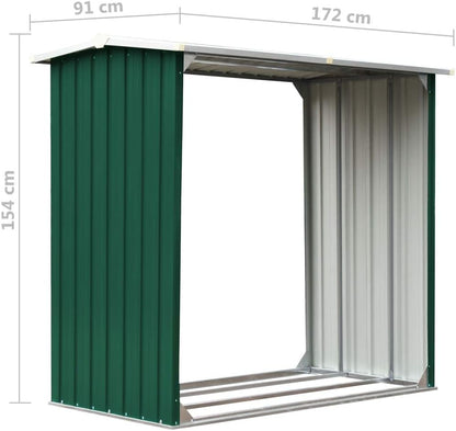 Tidyard Garden shed for wood, galvanised, green, 172 x 91 x 154 cm - QUORE