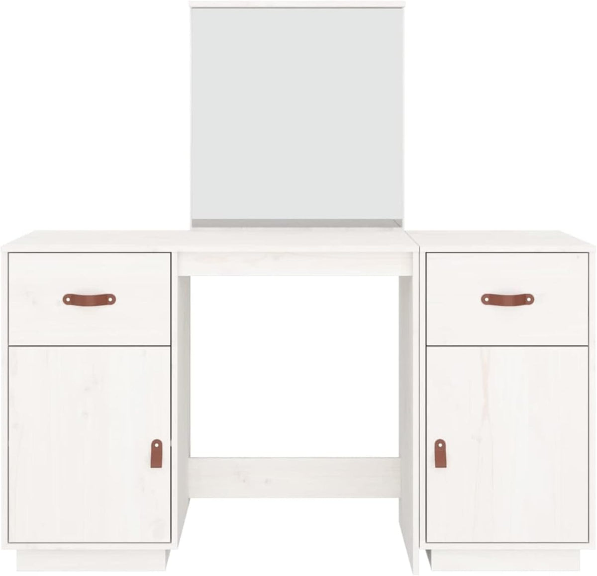 Tidyard Dressing table with mirror, dressing table, chest of drawers, dressing table, vanity table, makeup mirror, bedroom, solid pine, white - QUORE