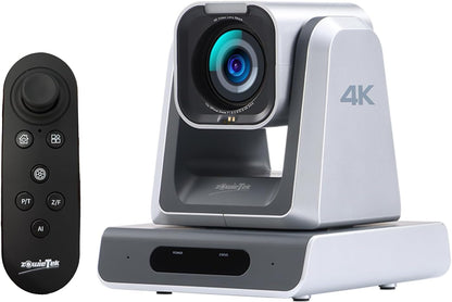 Zowietek 4K PTZ-camera (native NDI|HX3), Ergo-Ease afstandsbediening, ZowieX App, 25x optisch + 12x digitaal, SDI/HDMI/USB, RTSP/RTMP/SRT. Perfect voor vergaderingen, kerk, evenementen, onderwijs.