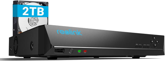 Reolink PoE NVR 8 Channel CCTV Camera System Network Video Recorder with 2TB Hard Drive Supports 16MP 12MP 8MP 5MP 4MP IP Camera, RLN8-410 - QUORE
