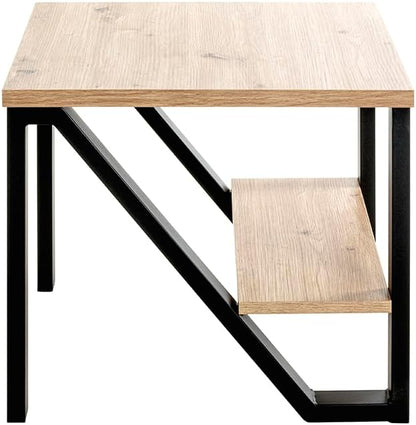 HAKU Bijzettafel eiken, zwart, MDF, metaal - Maat: B 55 cm x H 48 cm x D 55 cm, Stijl: Modern