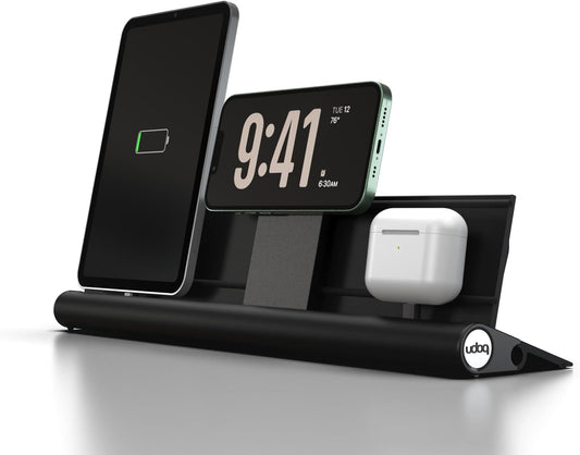 Laadstation voor iPhone tablet en AirPods, udoq 400, aluminium, zwart, MagSafe en PD-oplader