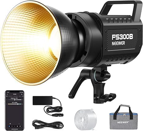 Videolamp – LED Videolamp – Studio Lamp – Continulicht – COB LED Lamp – Zwart – 300W – Tweekleurig 2700K-6500K