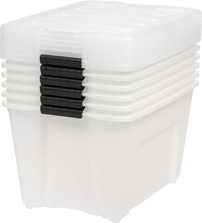 Iris Ohyama Plastic opbergbak, natuurlijk/zwart, 54 QT-6 Pack