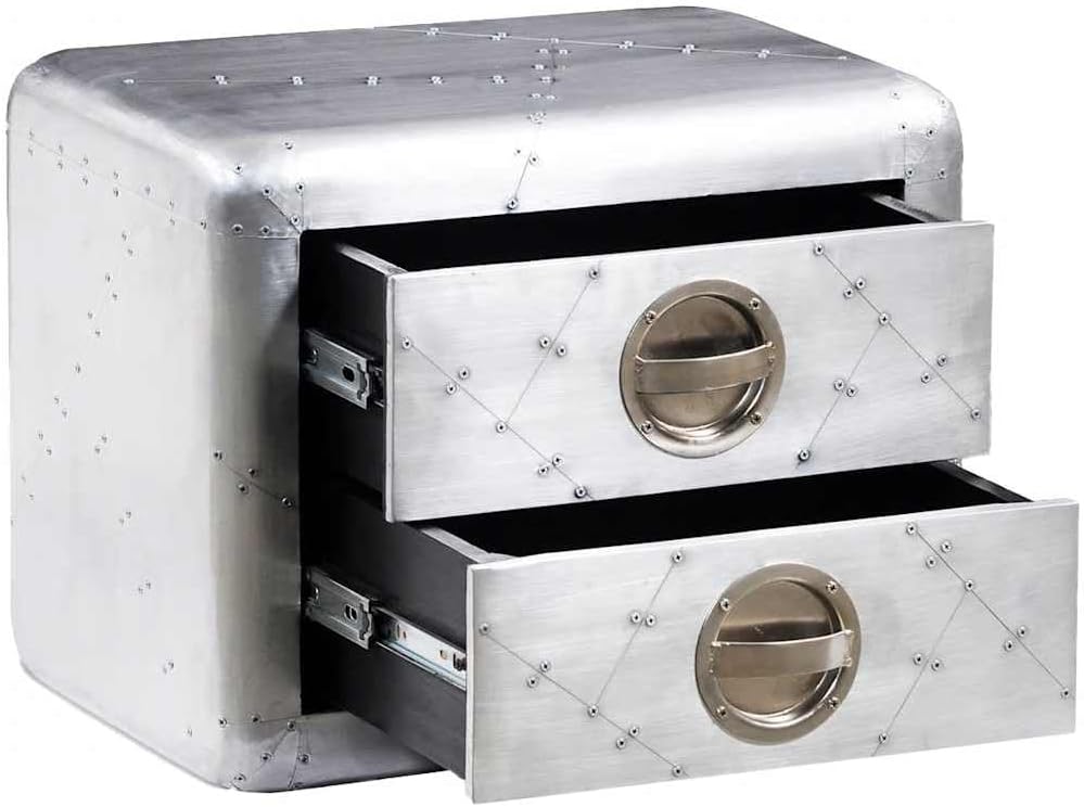 Side table aviators 2 drawers aluminum vintage aviation look kite side